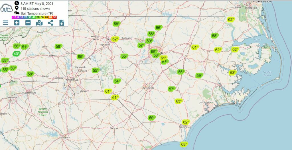 Soil temperature map