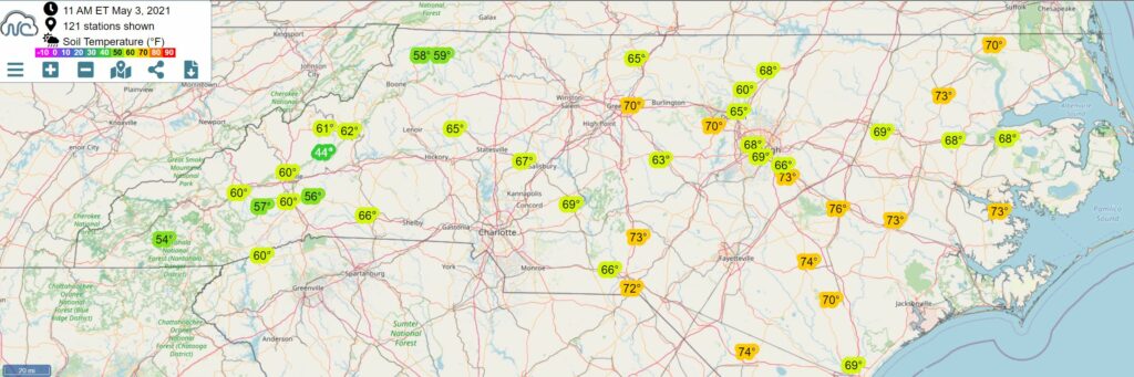 Soil temperature map